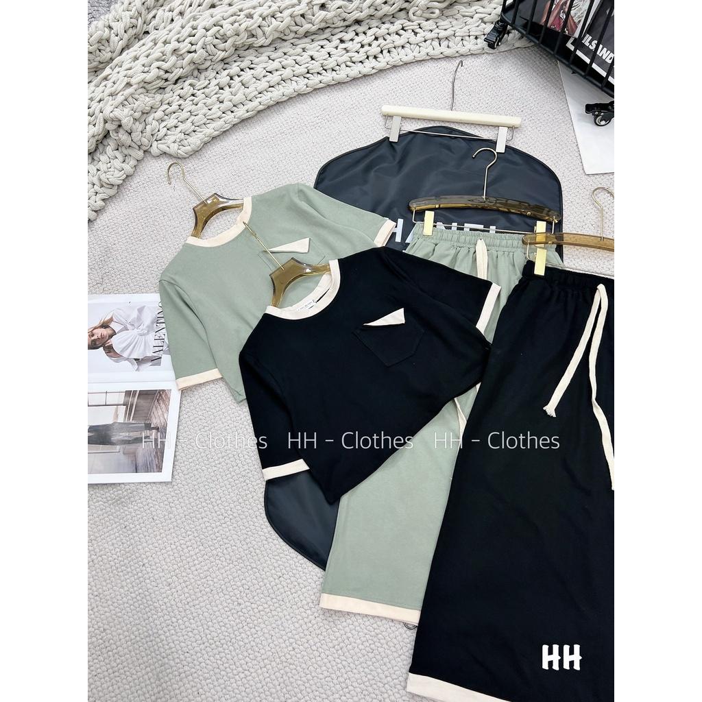 SET ĐI CHƠI, SET BỘ 2 MÓN ÁO THUN CROPTOP CỔ TRÒN TAY NGẮN PHỐI CHÂN VÁY THUN MÀU TÚI LẬT KIỂU CỰC HOT