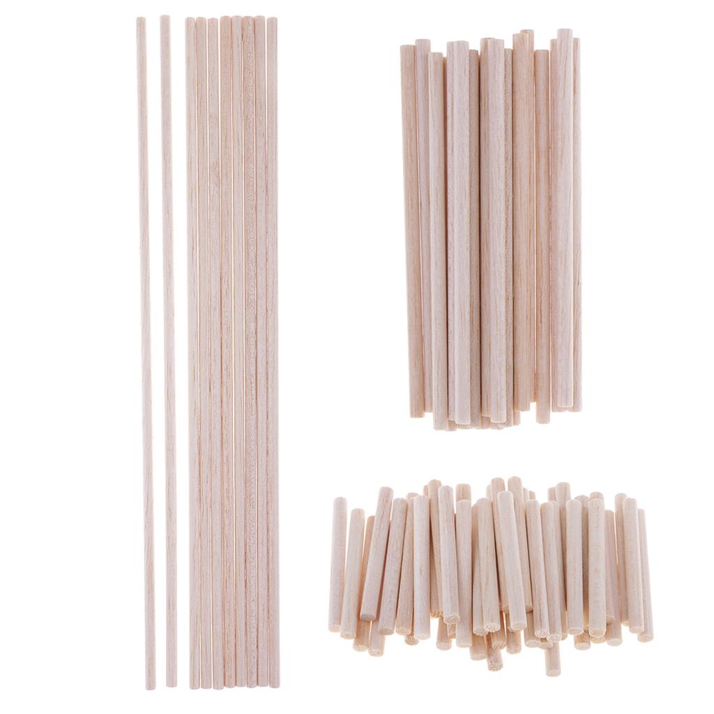 80 Chiếc Balsa Gậy Gỗ Gỗ Dowel Thanh Đường Kính 5 Mm Thủ Công Chưa Hoàn Thành Gỗ Tự Nhiên-50 Mm/ 120 Mm/300 Mm