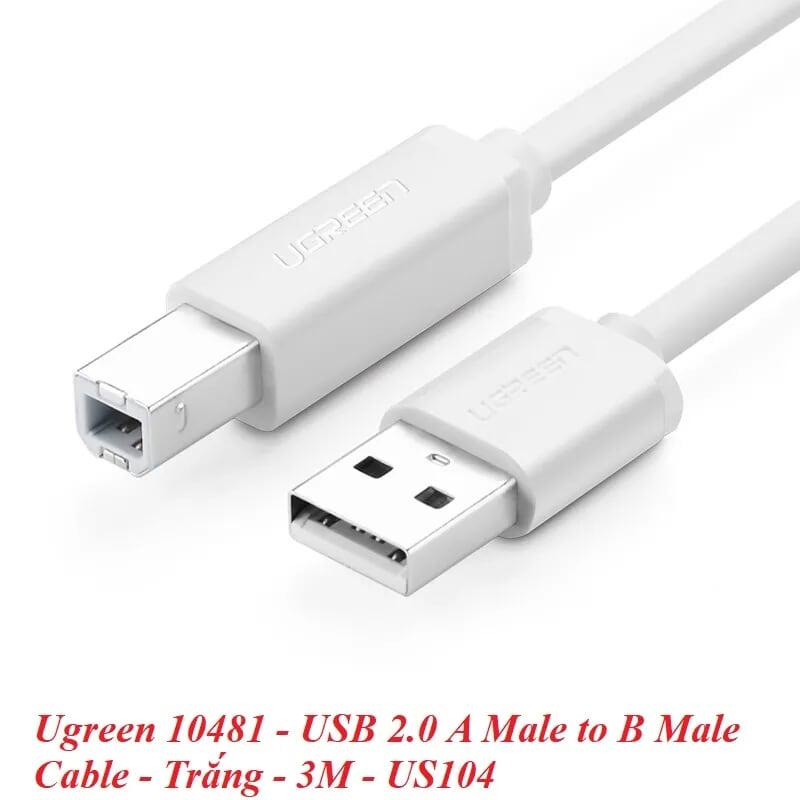 Ugreen UG10481US104TK 3M màu Trắng Cáp USB 2.0 sang USB B máy in - HÀNG CHÍNH HÃNG