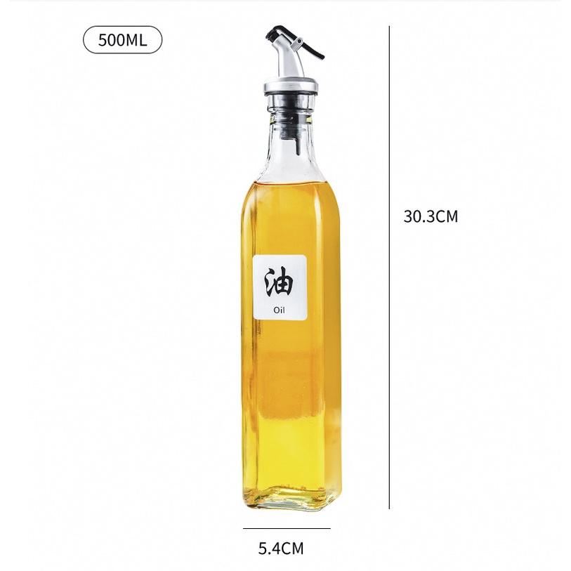 Bộ 4 chai thủy tinh đựng gia vị nhà bếp Set 500ml Glass Olive Oil Vinegar Dispenser Pourer Bottle