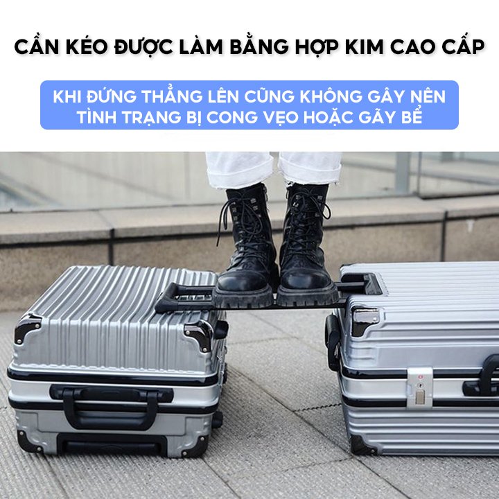 Vali Du Lịch Khung Nhôm Vỏ Nhựa PC ABS Đàn Hồi Cao Cấp Chống Bể Vỡ Chống Rạch Khóa 3 Lớp Bảo Hành Đổi Mới