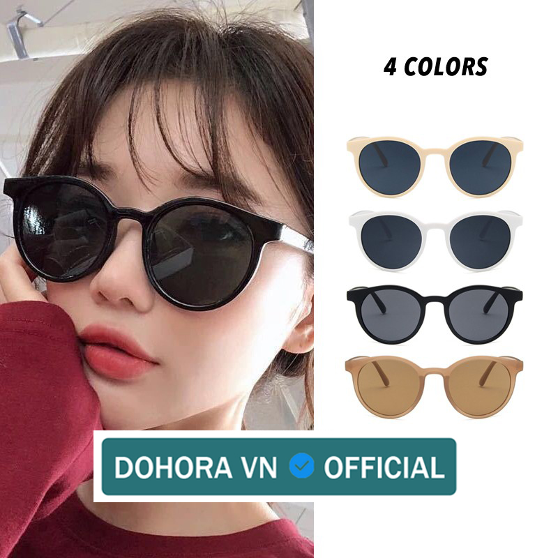 Kính mát mắt mèo tròn cao cấp nam nữ DOHORA VN DSMK106 Hàn Quốc cool ngầu sành điệu gọng tròn nhỏ phong cách trắng chống tia uv hot trend giá rẻ cực ngầu - Hàng nhập khẩu