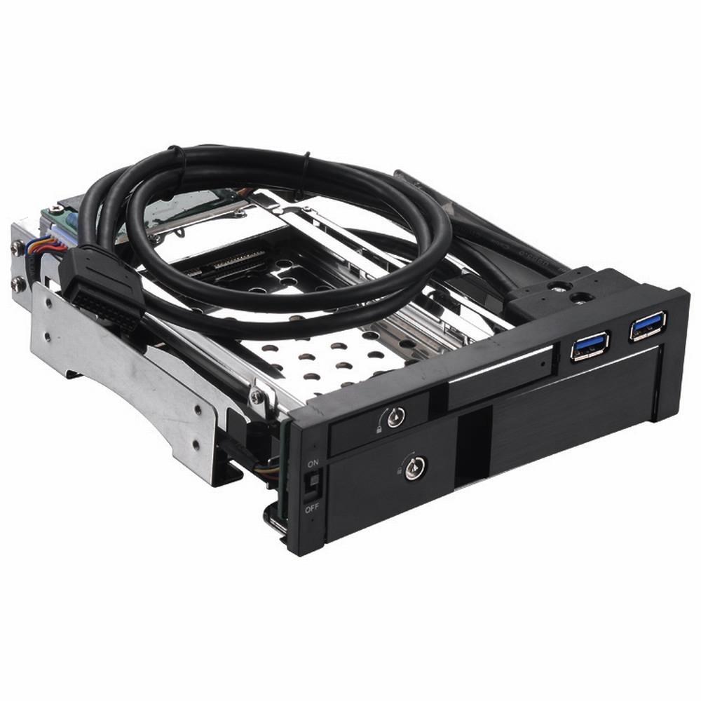 Internal Dual Slot Hard Disk Case 2.5+3.5 inch SATA HDD/SSD Enclosure Tool-free Design with 2 USB3.0 Ports Safety Locks