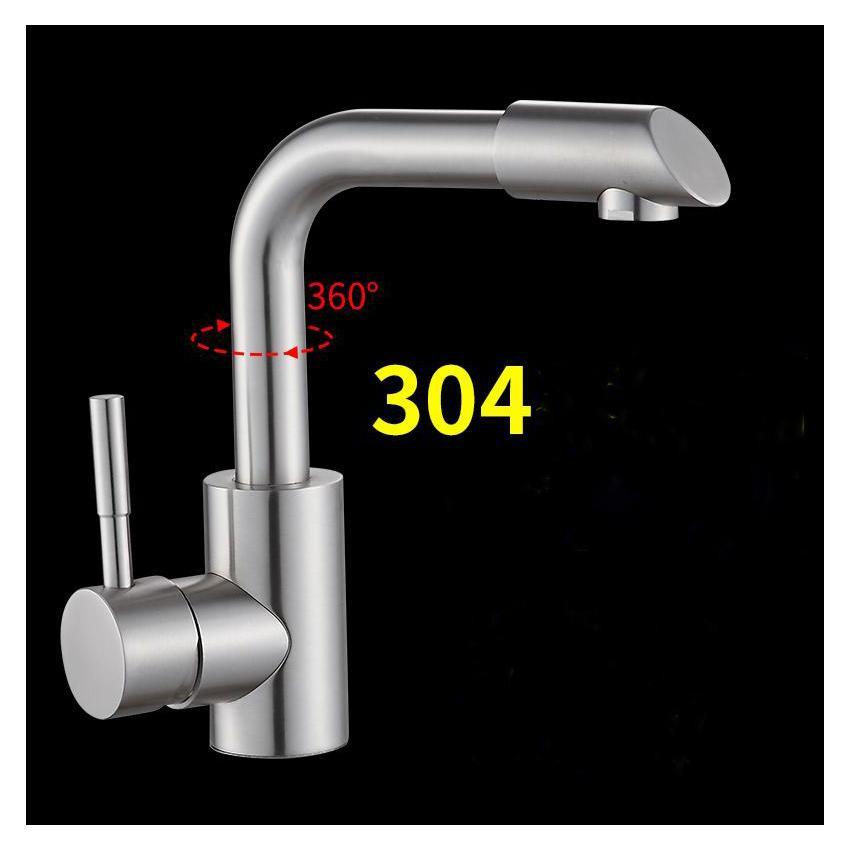 Vòi lavabo nóng lạnh cắm chậu OS313 inox 304 nguyên khối tặng kèm 02 dây cấp nước nóng lạnh inox dài 60cm