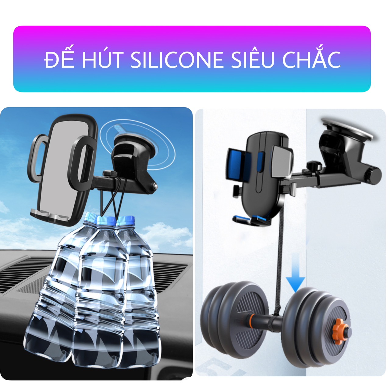 Giá đỡ điện thoại trên ô tô xe hơi gắn taplo và kính xe - Kẹp điện thoại ô tô xoay 360 độ thông minh A052