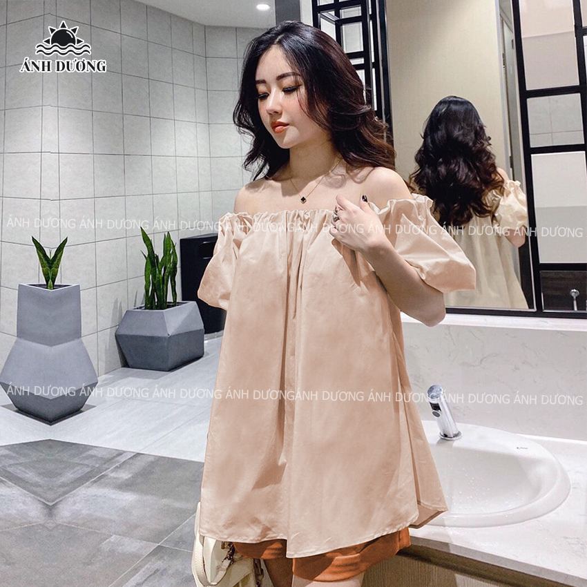 Set áo trễ vai và quần đùi nữ mặc được hai kiểu đi chơi (kèm khoen đai)