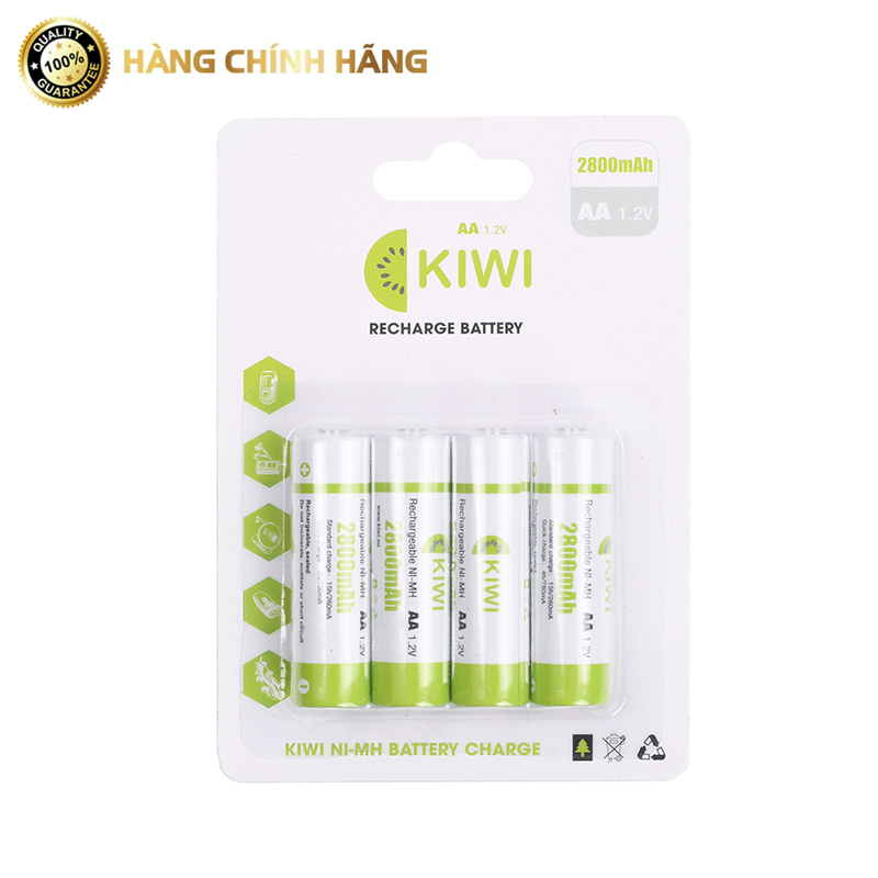 Pin sạc Kiwi AA 2800mAh vỉ 4 viên Chính hãng