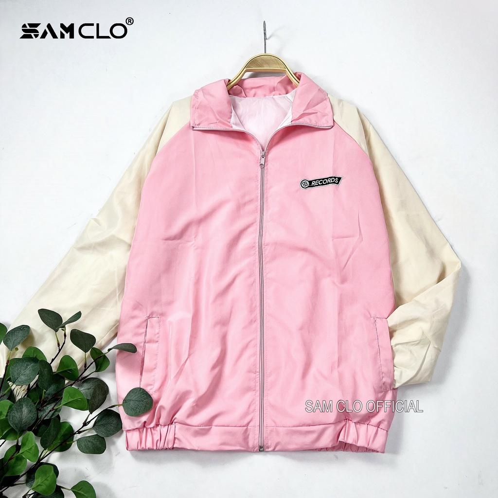 Áo khoác dù 2 lớp nam nữ SAM CLO - Áo khoác gió bomber khóa kéo form rộng unisex mặc cặp - couple thêu chữ RECORDS