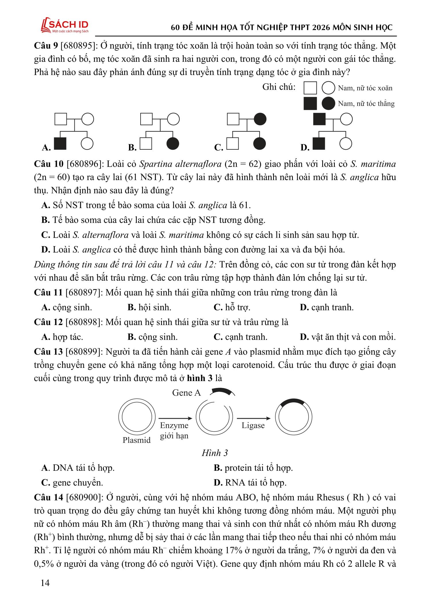 Sách - 60 Đề Minh Họa Tốt Nghiệp THPT 2026 - Môn Sinh Học