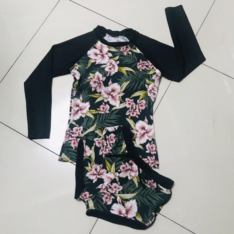 4 Mẫu Bộ Bơi Nữ Tay Dài Quần Sọc free size 40-55 ký - 5