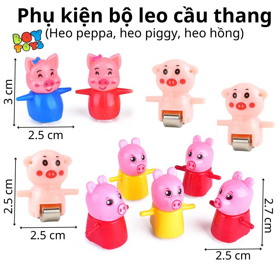 Đồ chơi heo hồng leo cầu thang có bộ 3 heo và 10 heo, có nhạc và đèn kèm pin