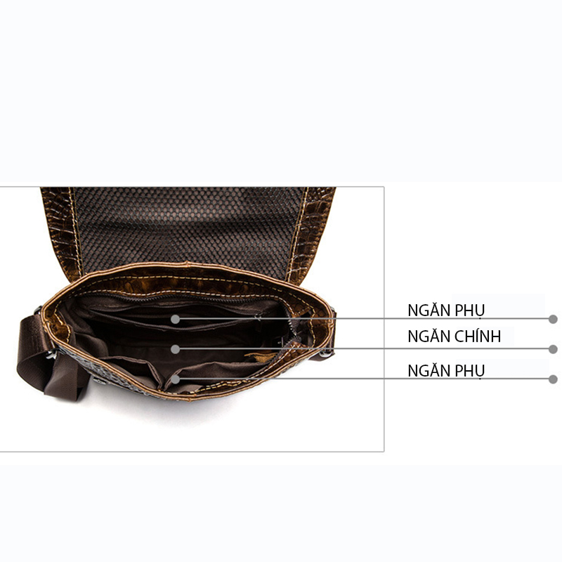 Túi đeo chéo nam DA BÒ THẬT – BEE GEE DCN9346