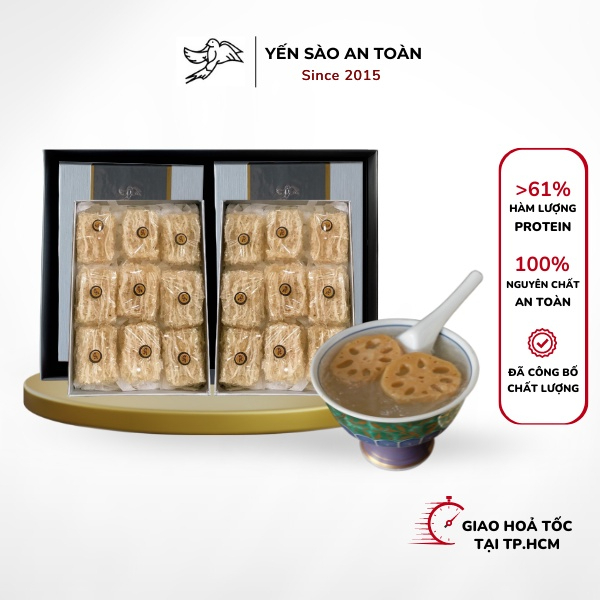 Yến vuông chia sẵn tiện lợi 1 lần chưng 36 miếng/100g dinh dưỡng cao 61% protein từ tổ yến Khánh Hòa Yến Sào An Toàn