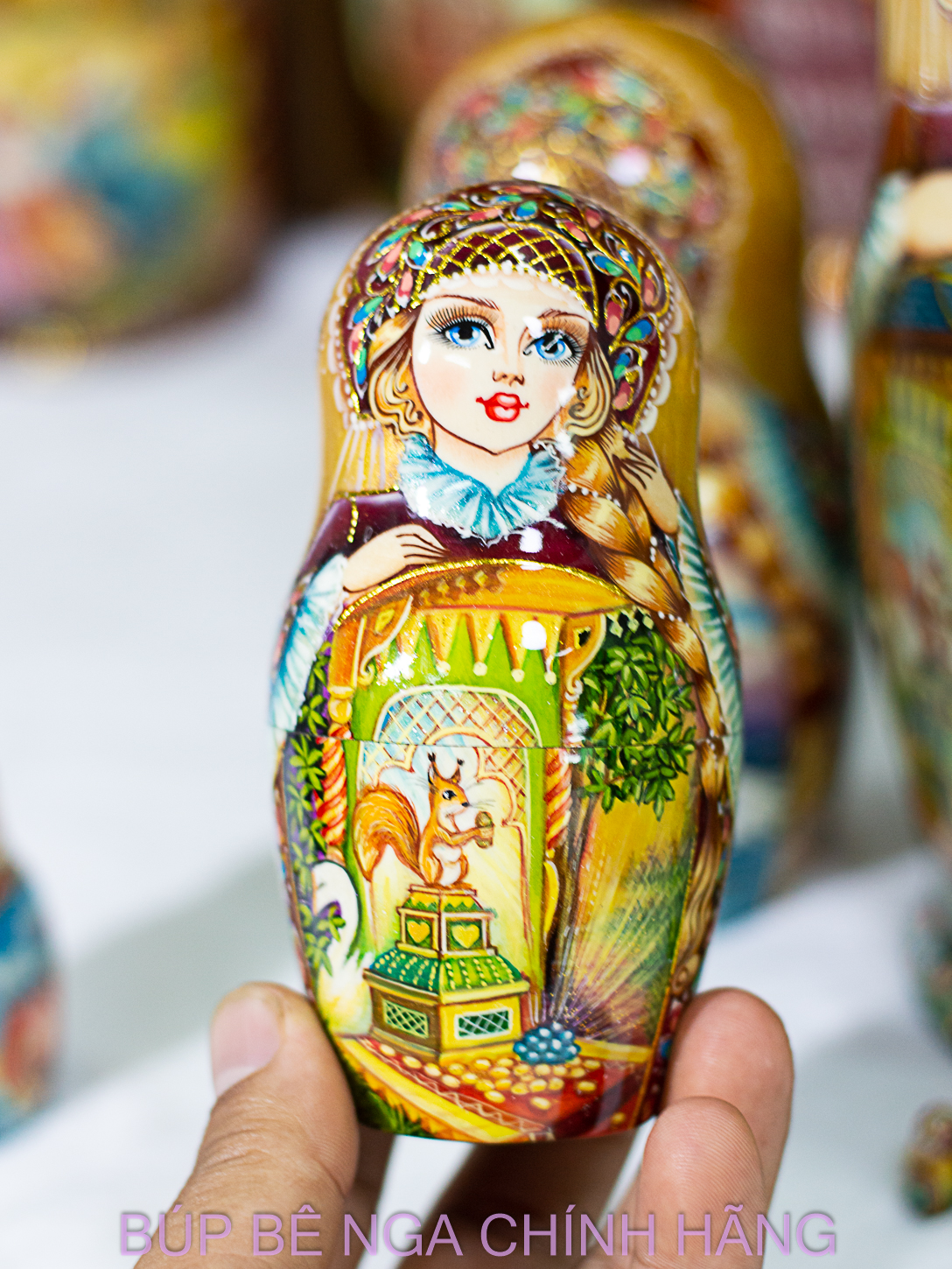 BỘ BÚP BÊ NGA MATRYOSHKA CAO CẤP 10 LỚP 26CM HOA VĂN "CHUYỆN CỔ TÍCH VUA SALTAN" CỰC ĐẸP VÀ SANG TRỌNG