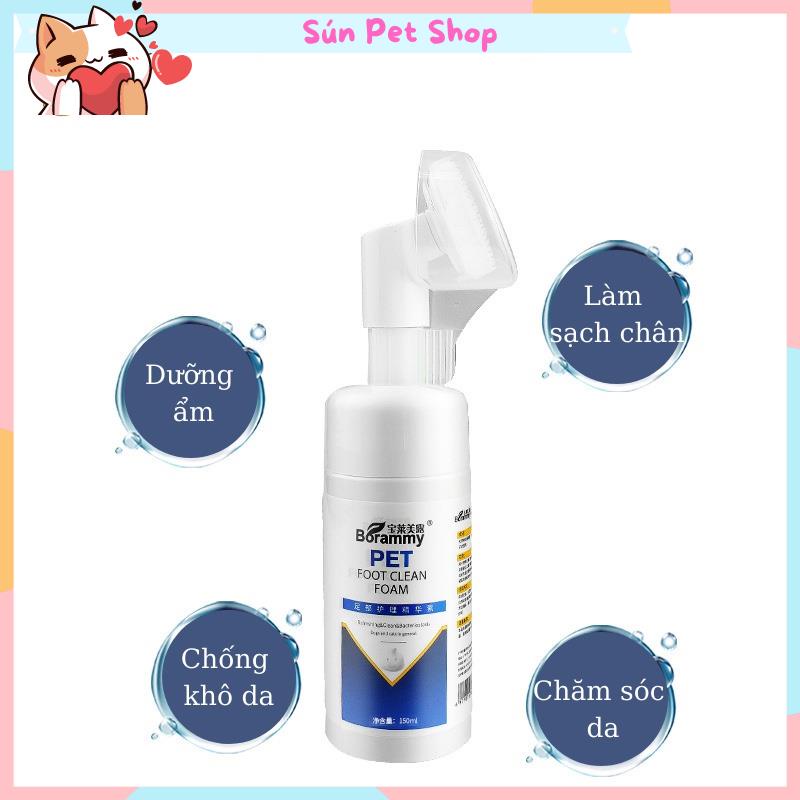 Bọt rửa chân cho chó mèo Borammy 150ml (Dụng cụ làm sạch bàn chân cho thú cưng)