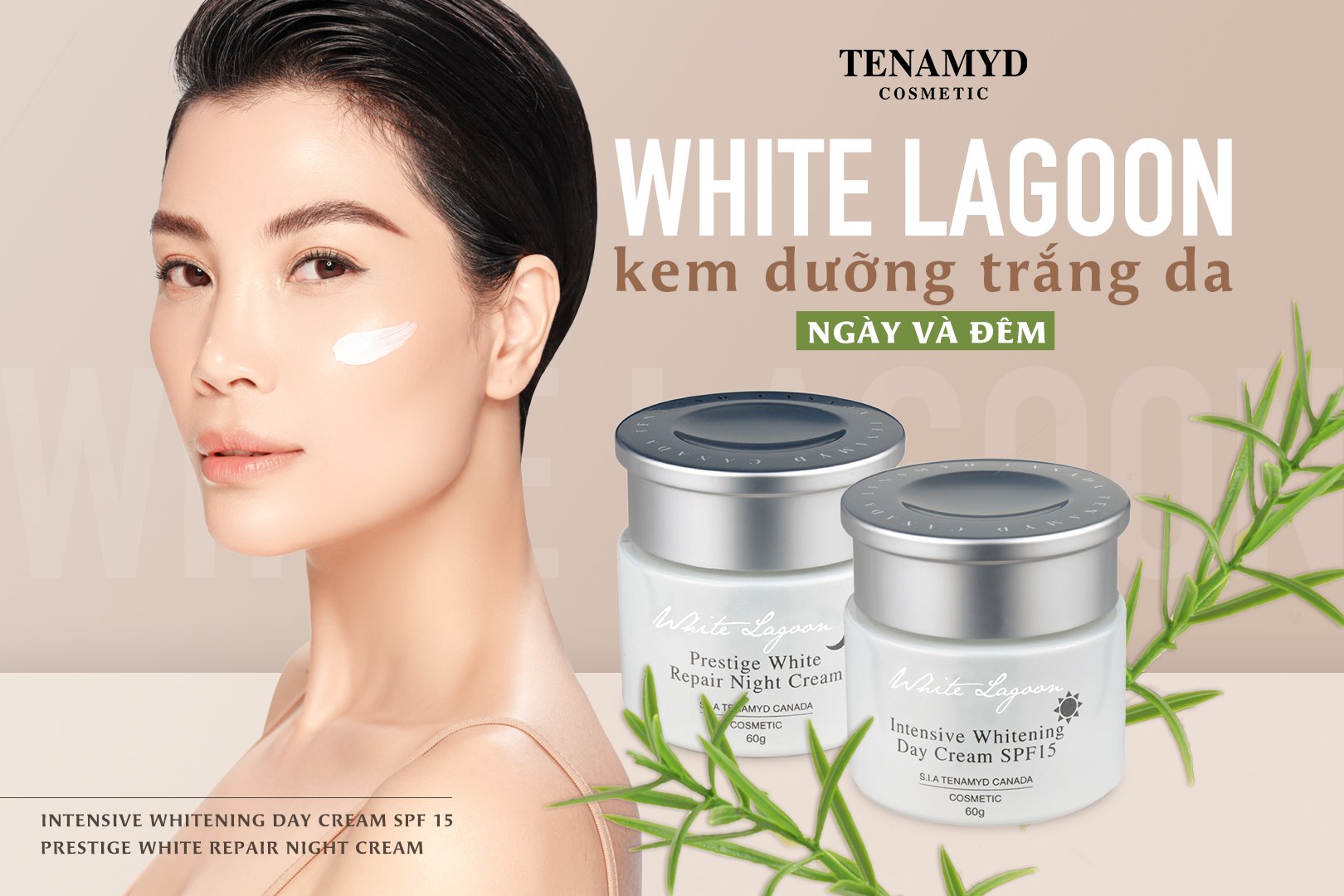 Kem dưỡng trắng da TENAMYD White Lagoon Day &amp; Night Cream 60g