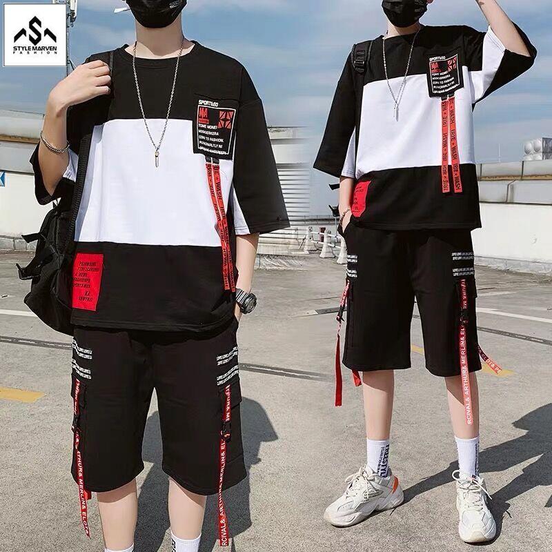 Bộ Đồ Thun Phối Dây Chữ Nam Mùa Hè STYLE MARVEN - SET NAM 9000039C2