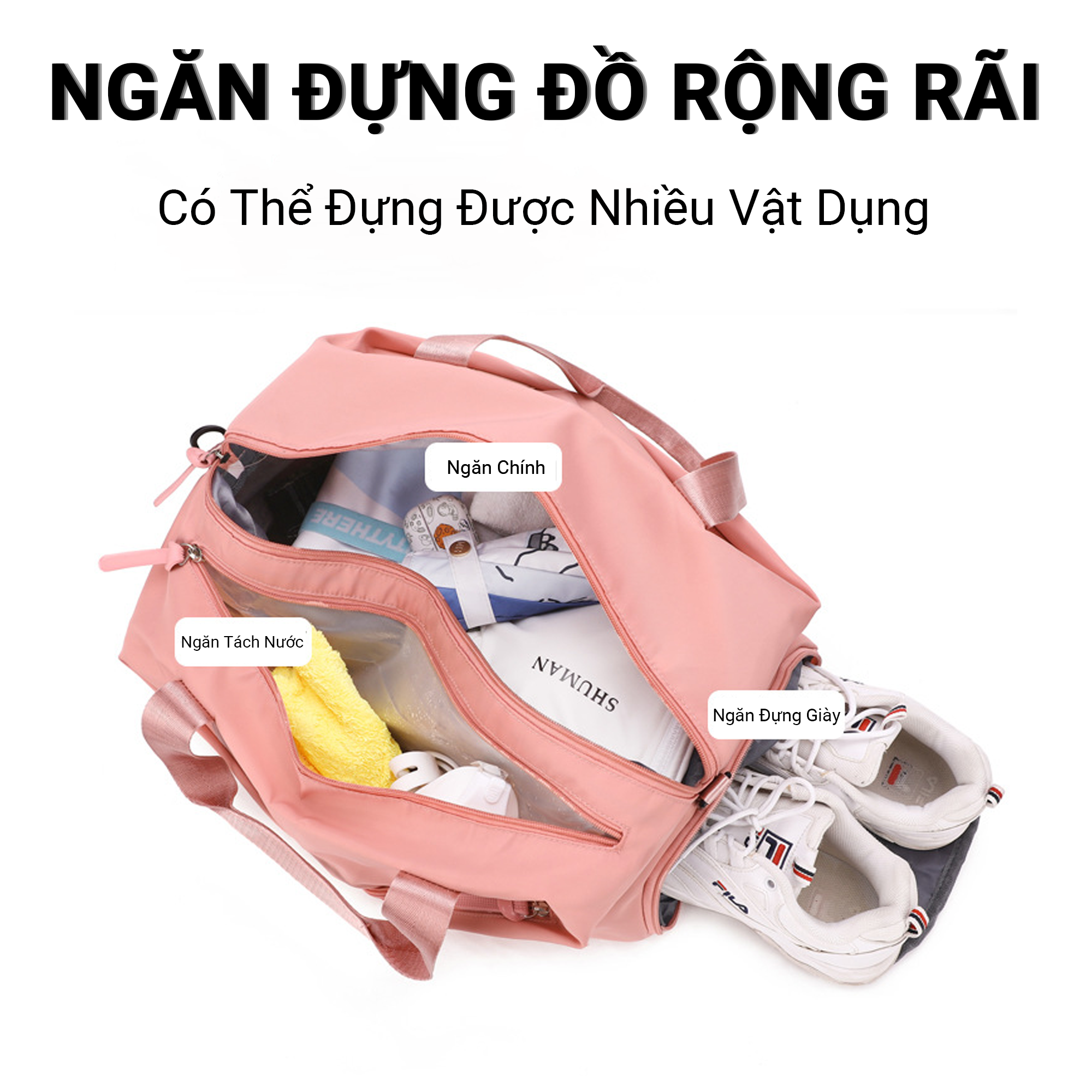 Túi Du Lịch Đa Năng Chống Thấm Nước Cao Cấp, Sức Chứa Lớn, Có Ngăn Đựng Giày Riêng Biệt, Túi Xách Du Lịch Teement - Hàng Chính Hãng