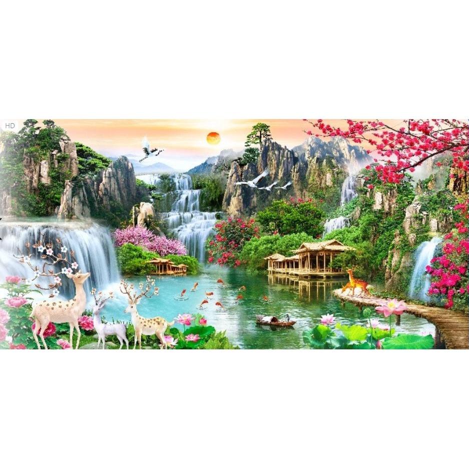 TRANH THÊU CHỮ THẬP PHONG CẢNH E103 (100x55cm) - chưa thêu