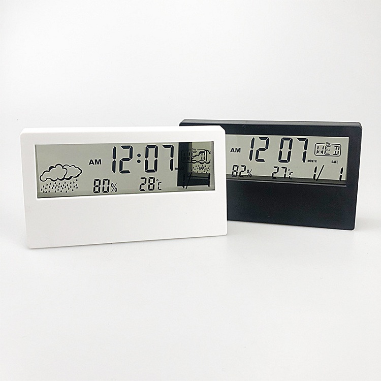 Đồng hồ điện tử để bàn màn hình trong suốt ( Hiển thị thời gian, lịch, thời tiết, đo nhiệt độ, độ ẩm )