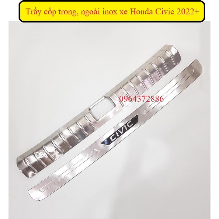 Bộ ốp chống trầy cốp trong, ngoài xe Honda Civic 2016-2022 inox cao cấp sáng bóng