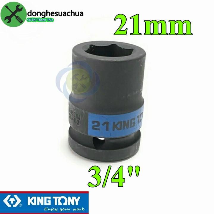 Tuýp 21mm 3/4 Kingtony 651521M loại ngắn 6 cạnh màu đen