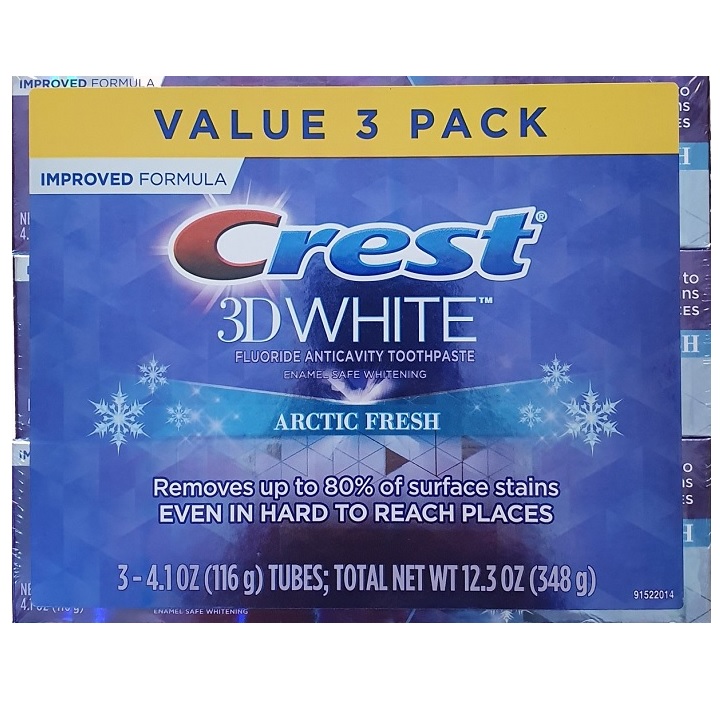 Lốc 3 cây kem đánh răng trắng răng Crest 3D White Arctic Fresh Whitening 116g (Mỹ)