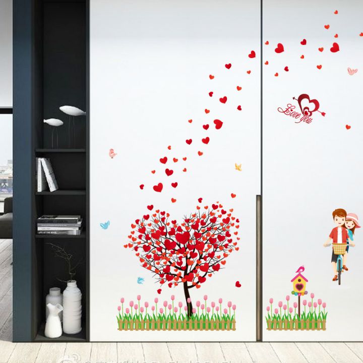 Decal dán tường Trái tim tình nhân 2 AmyShop lãng mạn DKN046 (78 x 105 cm)