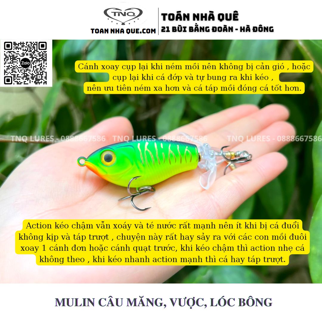 Mồi lure MULIN câu vược, măng, lóc bông TNQ LURES TOÁN NHÀ QUÊ