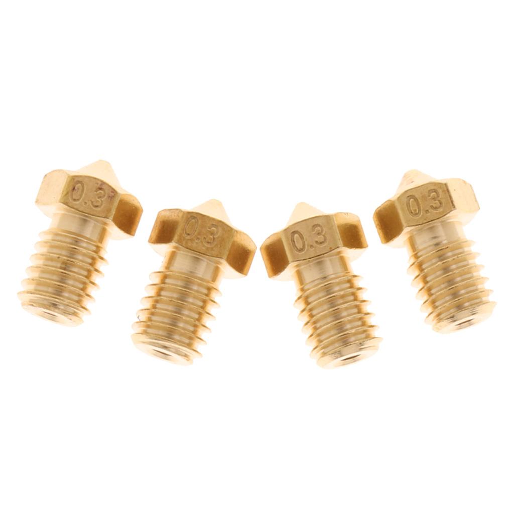 4 Pack 0.3mm 3D Printer Replace Brass 1.75mm Filaments Extruder Nozzle Print Head