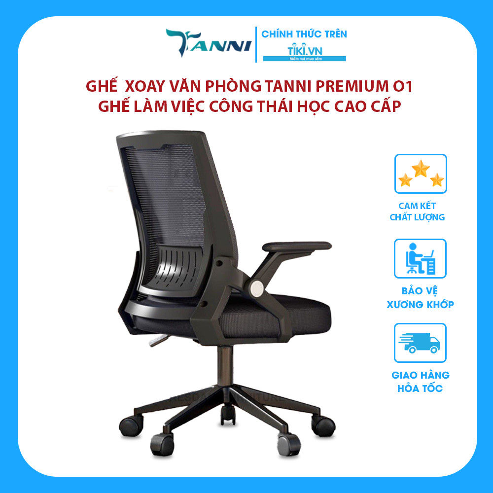 Ghế Xoay Văn Phòng Công Thái Học Có Ngả Lưng TANNI Premium 01 Plus, Ghế Làm Việc Ergonomic Cao Cấp Nhập Khẩu