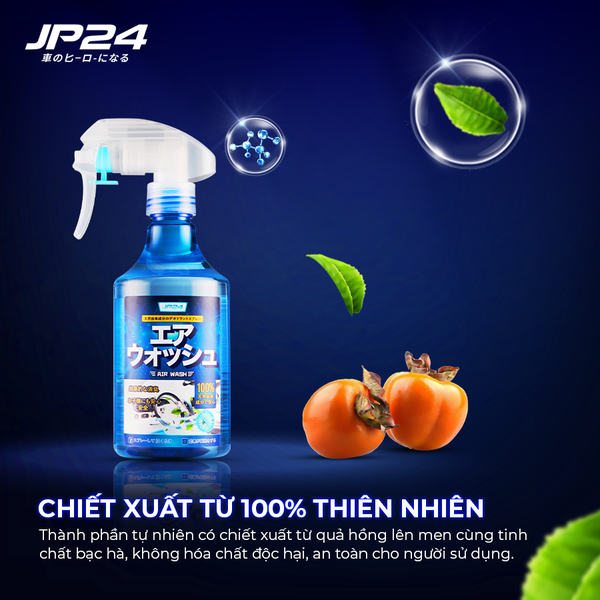 COMBO 2 Chai xịt khử mùi diệt khuẩn xe ô tô JP24 Air Wash, Khử mùi thuốc và thú cưng hiệu quả