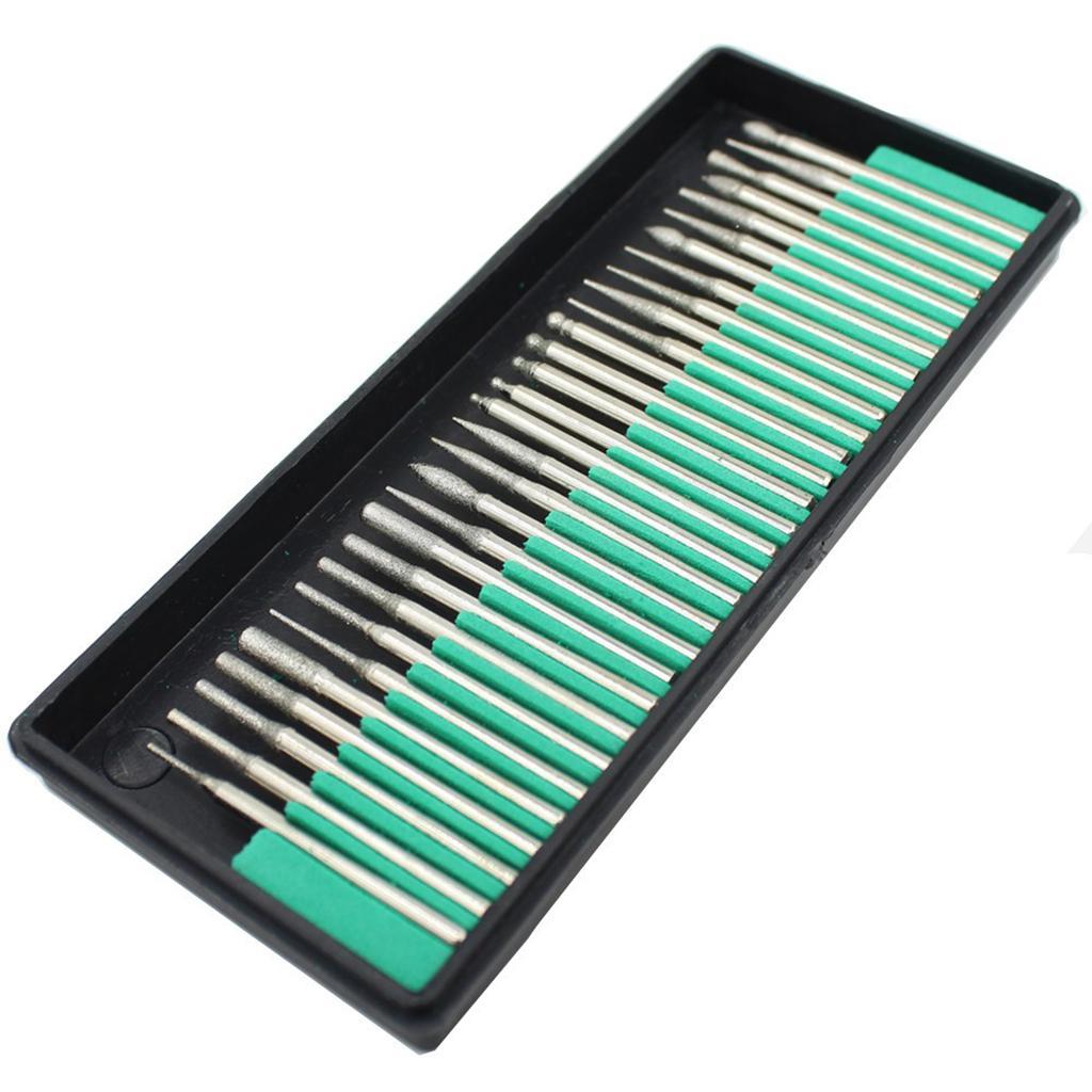30 Pieces New 3mm Electric Grinding Head Burrs Bur Bit Set Shank Rotary Tool