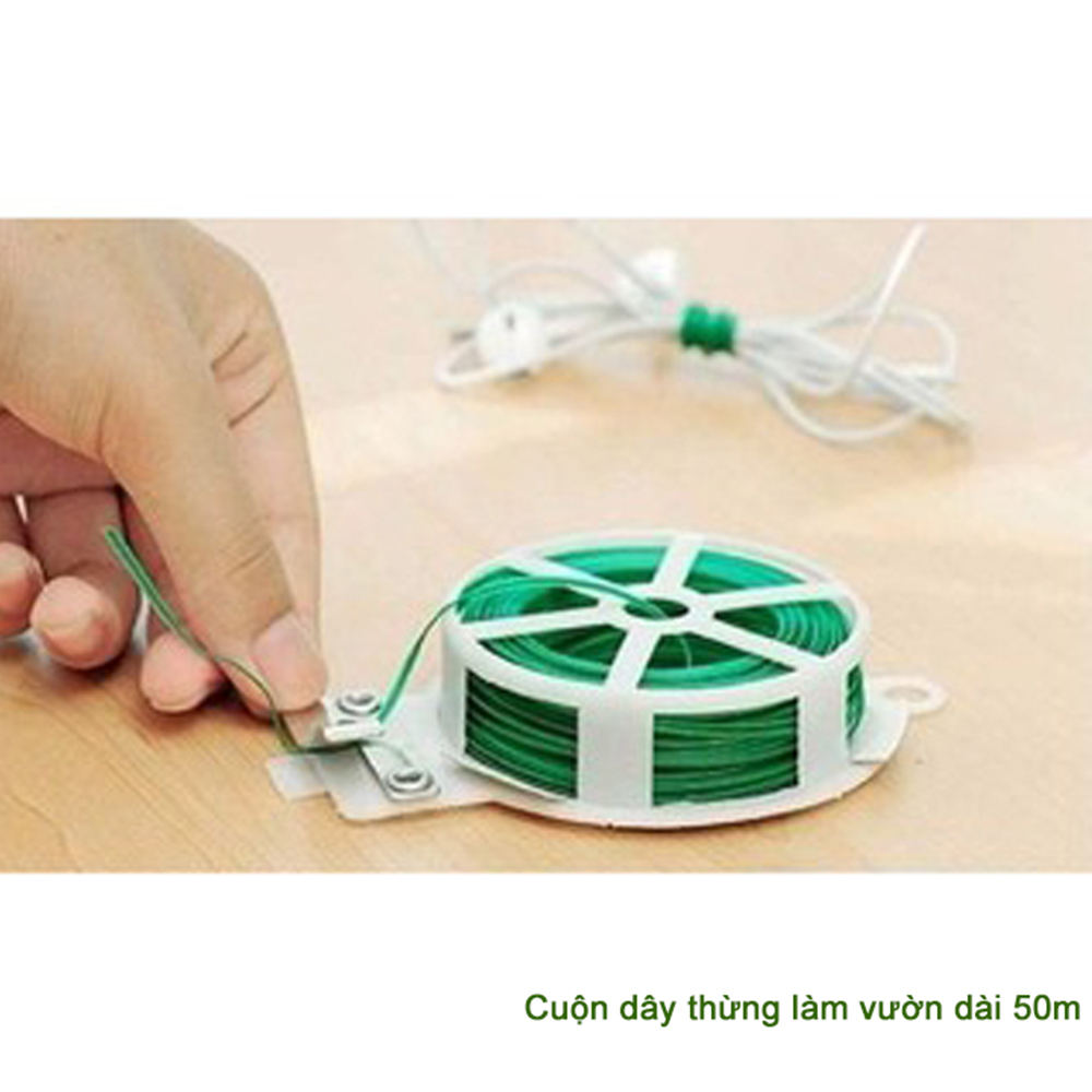 Cuộn dây buộc đồ, buộc cây cảnh đa năng 50m - Cuộn dây kẽm bọc nhựa dùng để buộc cây cảnh, hoa lan