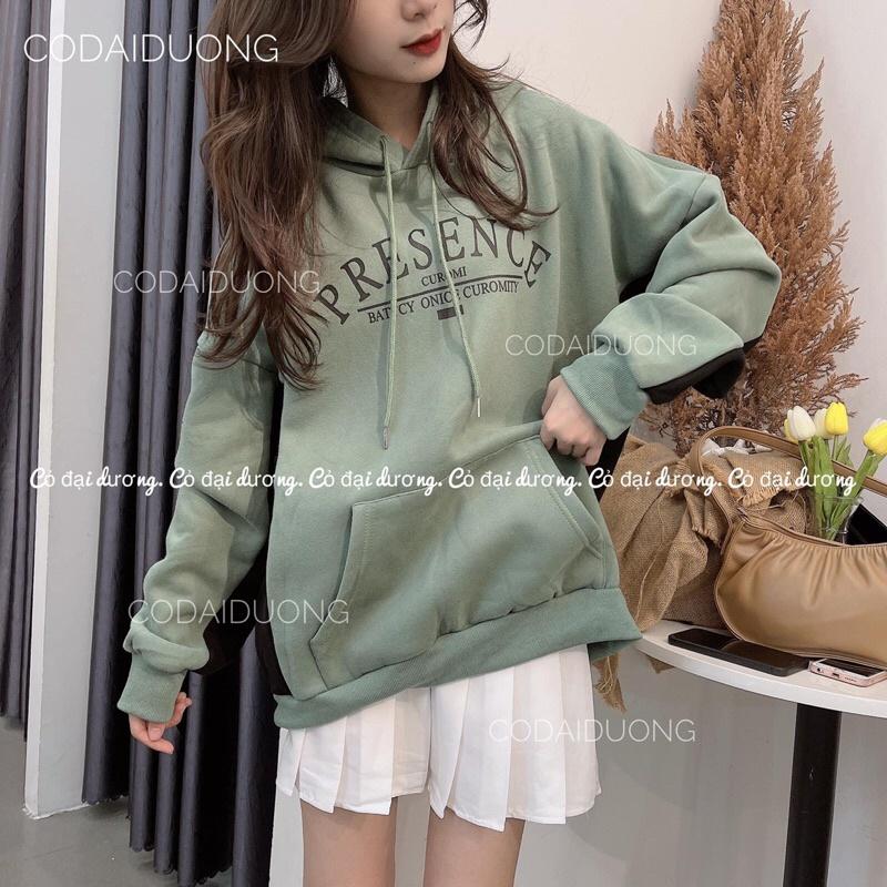 áo nỉ hoodie presence - 2(trắng),freesize dưới 65kg