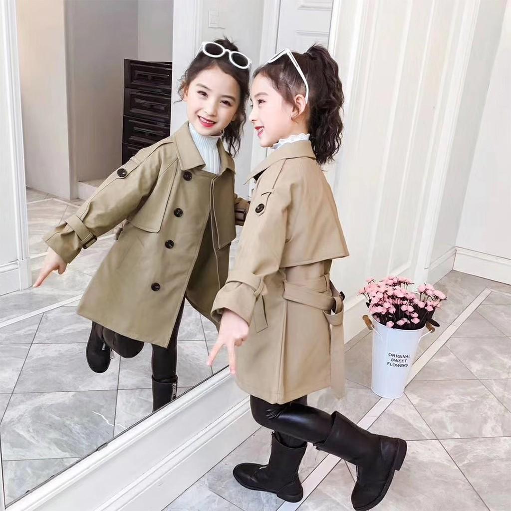 Áo khoác bé gái xuất dư, thiết kế dáng dài sang chảnh, chất liệu da xịn xò, lót lông siêu ấm.