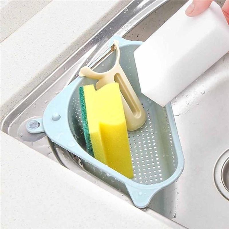 Rổ lọc rác gác góc bồn rửa chén bát hình TAM GIÁC - Giỏ nhựa gắn bồn rửa chén lọc thức ăn thừa, để giẻ lau, rửa rau quả
