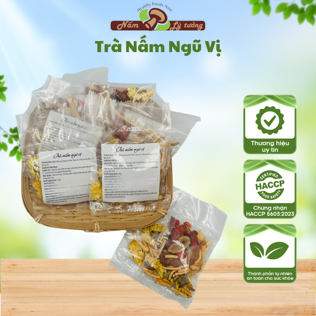 Trà Nấm Ngũ Vị 10g, Lý Tưởng Cho Người Yêu Thích Trà Thảo Dược