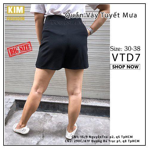 Quần giả váy bigsize KimFashion mã VTD7, quần váy bigsize chất tuyết mưa loại 1 56-78kg