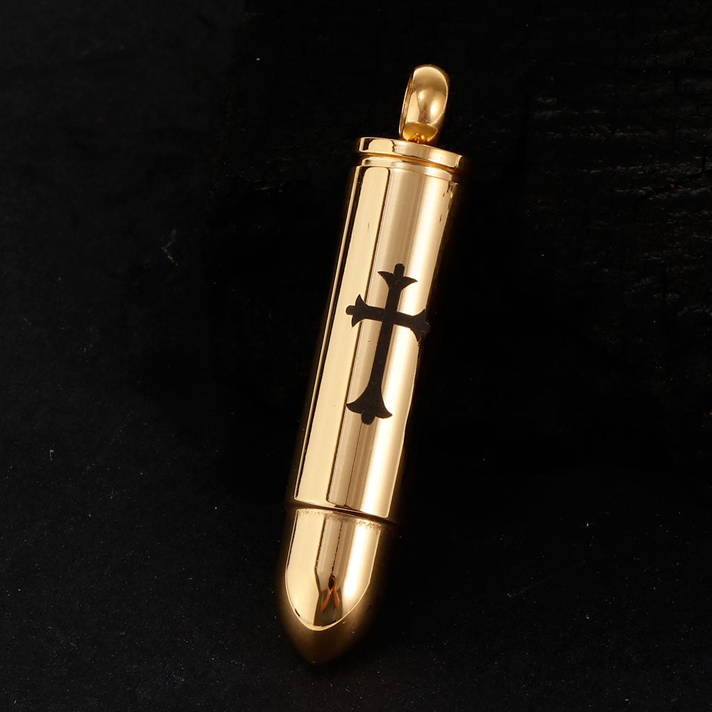 Silver/Gold Stainless Steel Cross Bullet Pendant Cremation Jewelry for Ashes