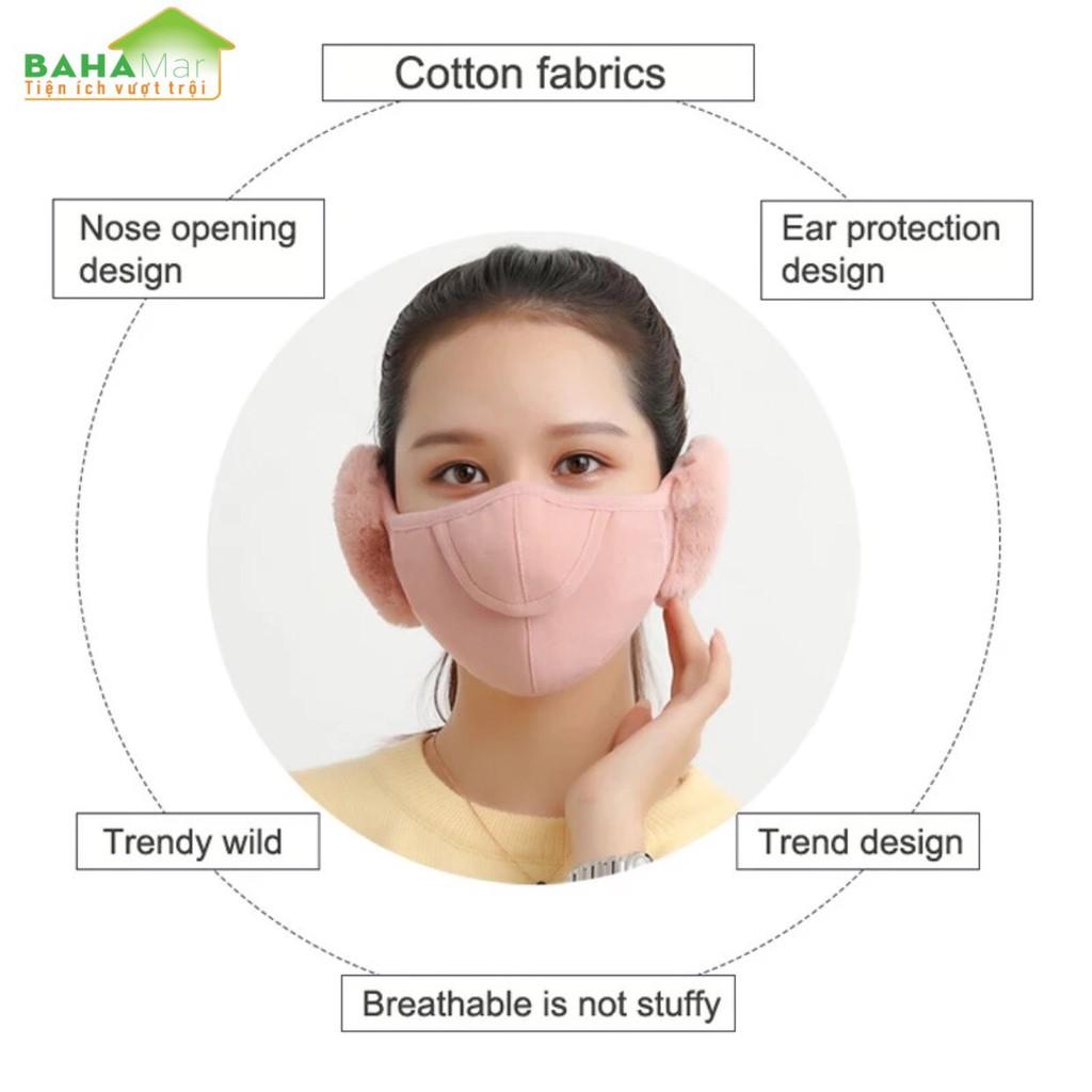 KHẨU TRANG TAI GẤU 2 TRONG 1 "BAHAMAR" kết hợp giữa khẩu trang và che tai mang ấm áp trong mùa Đông. phần nắp mở mũi thở