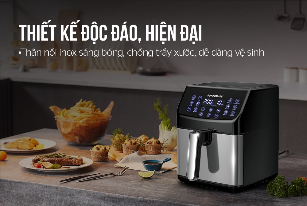 Nồi chiên không dầu đa chức năng 12 trong 1 Sunhouse SHD4087  - Hàng chính hãng