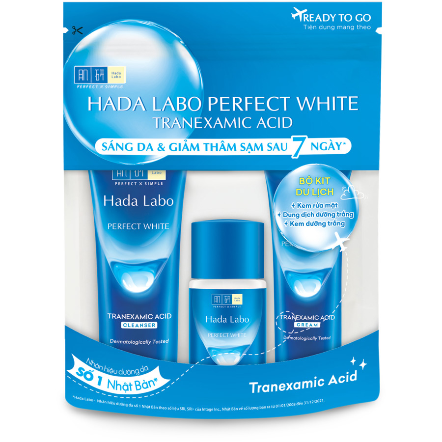 Bộ sản phẩm Dưỡng trắng Hada Labo PERFECT WHITE TRANEXAMIC ACID Travel Set