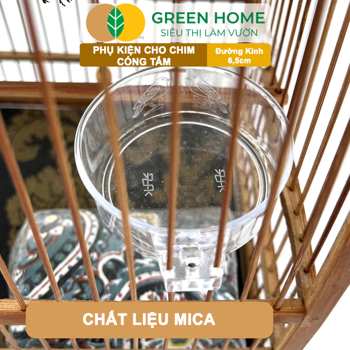 Cóng Tắm Cho Chim GreenHome, Nhựa Mica, Cho Chim Hút Mật, Khuyên, Chòe Đất, Yến,.. Siêu Bền, Nhỏ Gọn