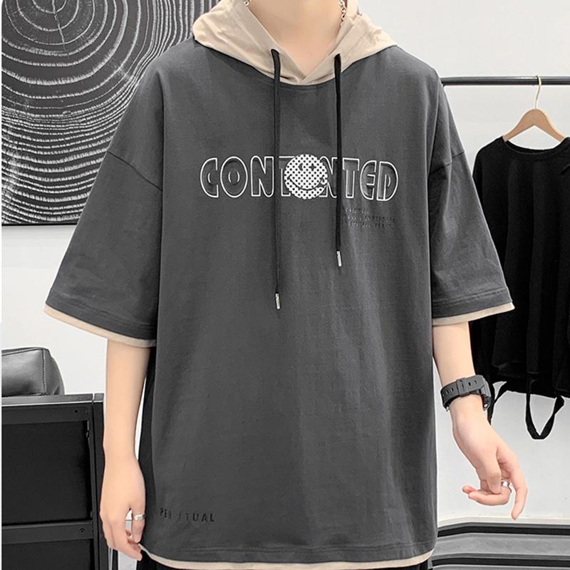 Áo Hoodie Ngắn Tay Nam In Chữ Basic Dáng Rộng Phong Cách Hàn Quốc Thời Trang Zenkonu TOP NAM 258V1