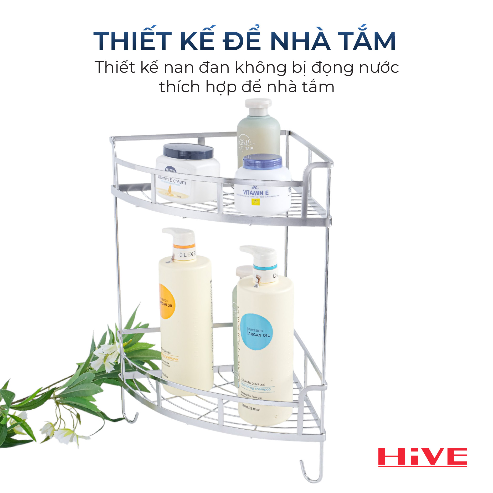 Kệ tam giác 2 tầng treo tường HiVE Inox 304