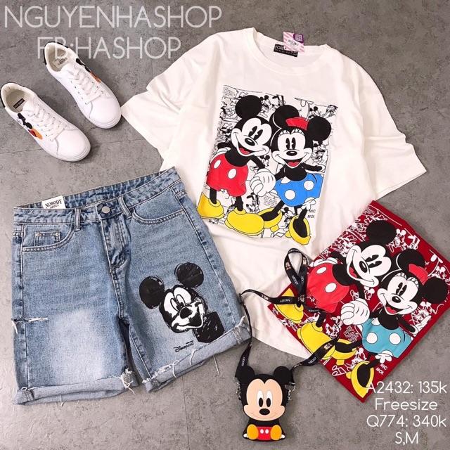 Quần jean ngố lửng mickey siêu yêu, kèm hình thật