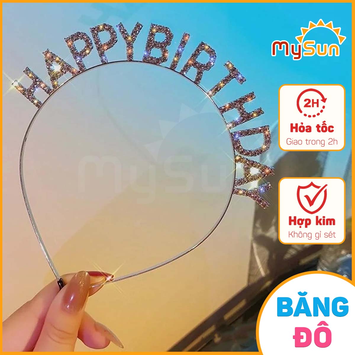 Băng đô bờm sinh nhật Happy BirthDay cho bé gái - trai, ba mẹ cài tóc đẹp giá rẻ MySun