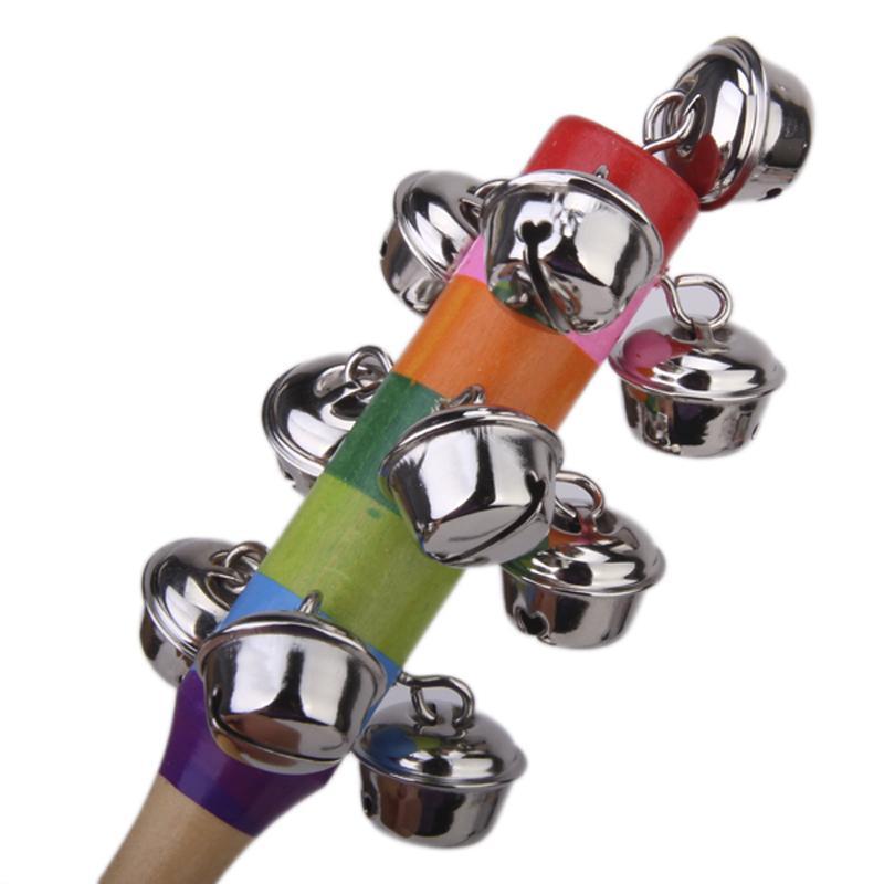 Colorful  HAND BELL Tambourine kid percussion MUSIC TOY Wooden