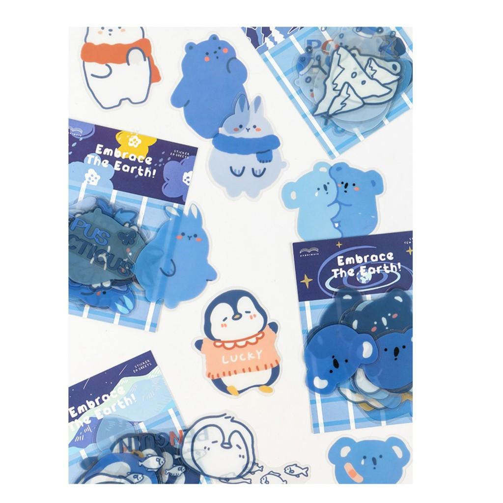Bộ miếng sticker nhãn dán cánh cụt koala gấu bắc cực trang trí hãng PAPERMORE ST79
